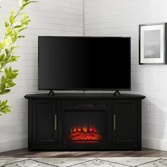 Crosley Camden Farmhouse Electric Fireplace Corner TV Stand Dark Walnut - Image 3