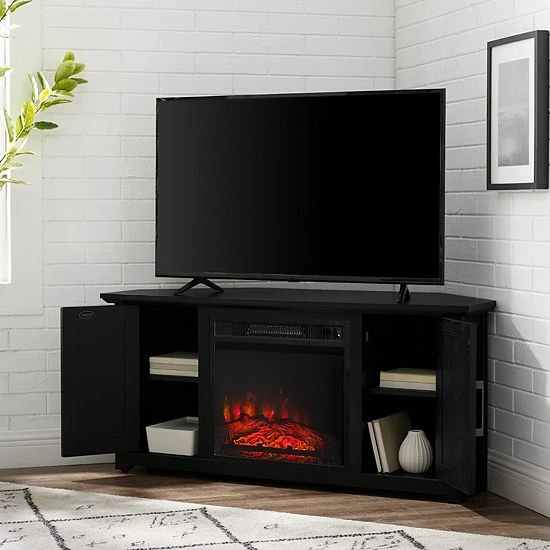 Crosley Camden Farmhouse Electric Fireplace Corner TV Stand Dark Walnut - Image 4