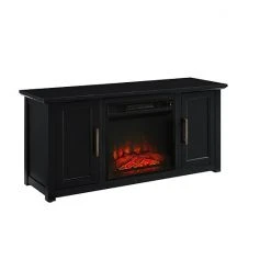 Crosley Camden Low Profile Electric Fireplace TV Stand Dark Walnut