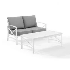 Crosley Kaplan Patio Loveseat & Coffee Table 2-piece Set Gray