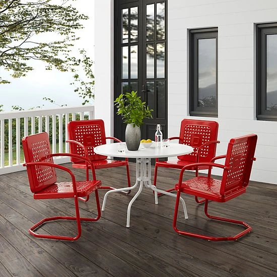 Crosley Bates 5-Piece Outdoor Metal Dining Set White Gloss 4 Crosley Bates 5-Piece Outdoor Metal Dining Set White Gloss - Image 2