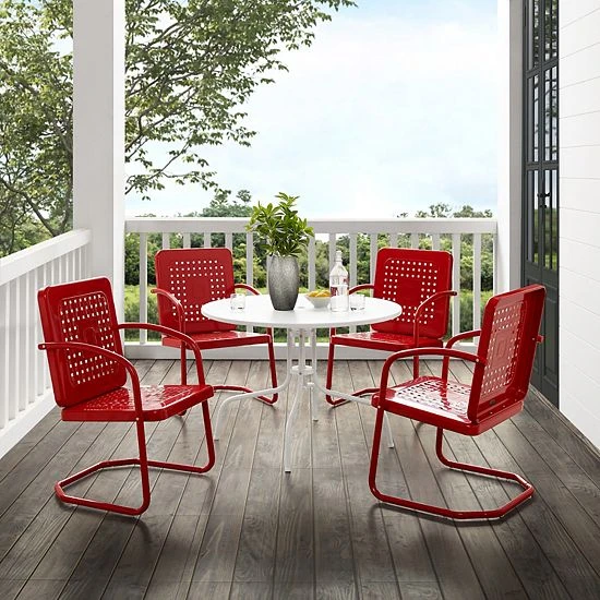 Crosley Bates 5-Piece Outdoor Metal Dining Set White Gloss 5 Crosley Bates 5-Piece Outdoor Metal Dining Set White Gloss - Image 3