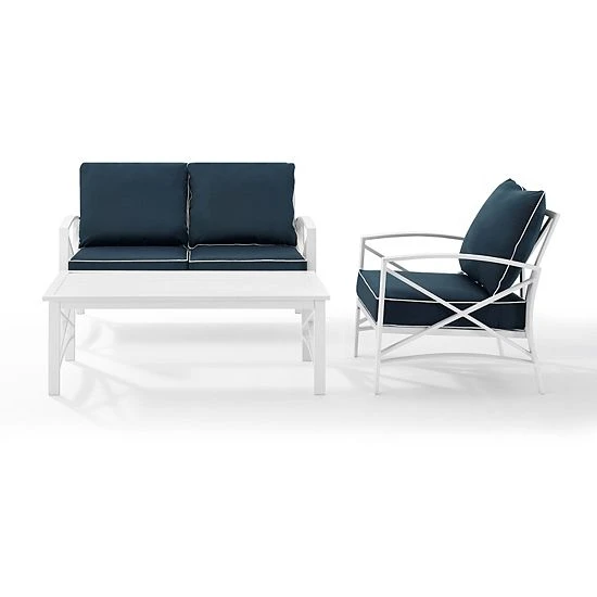 Crosley Kaplan Patio Loveseat, Chair & Coffee Table 3-piece Set Gray 4 Crosley Kaplan Patio Loveseat, Chair & Coffee Table 3-piece Set Gray - Image 2