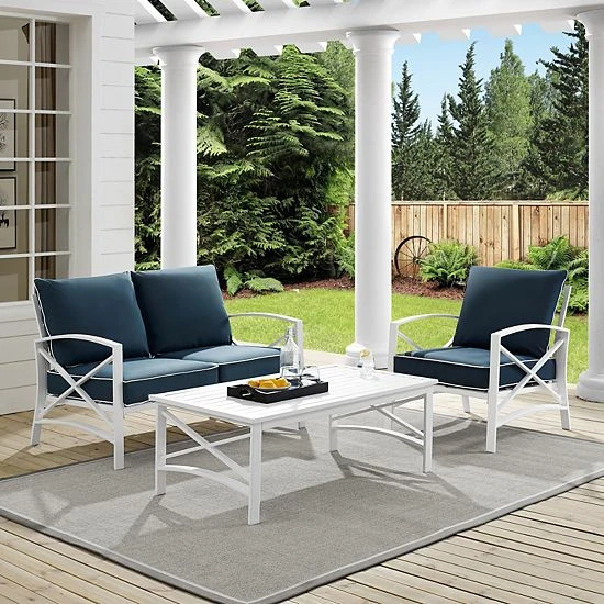 Crosley Kaplan Patio Loveseat, Chair & Coffee Table 3-piece Set Gray 5 Crosley Kaplan Patio Loveseat, Chair & Coffee Table 3-piece Set Gray - Image 3