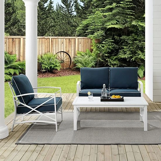 Crosley Kaplan Patio Loveseat, Chair & Coffee Table 3-piece Set Gray 6 Crosley Kaplan Patio Loveseat, Chair & Coffee Table 3-piece Set Gray - Image 4