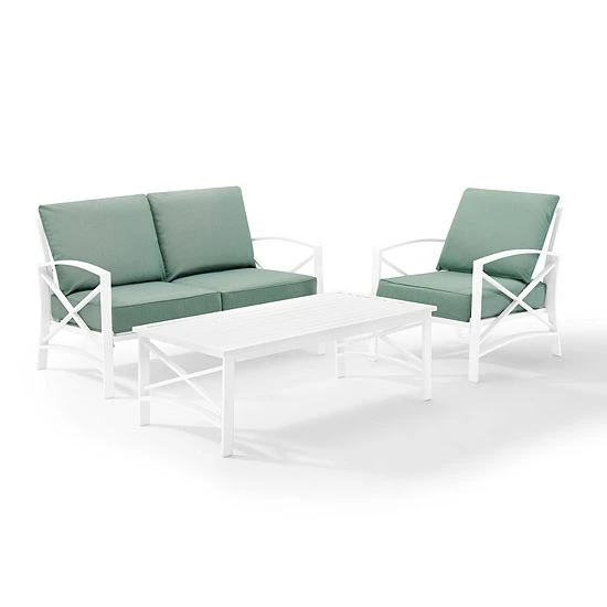 Crosley Kaplan Patio Loveseat, Chair & Coffee Table 3-piece Set Gray 8 Crosley Kaplan Patio Loveseat, Chair & Coffee Table 3-piece Set Gray - Image 6