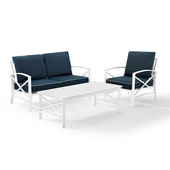Crosley Kaplan Patio Loveseat, Chair & Coffee Table 3-piece Set Gray 9 Crosley Kaplan Patio Loveseat, Chair & Coffee Table 3-piece Set Gray - Image 7
