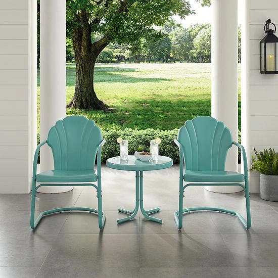 Crosley Tulip Outdoor Chair & Table 3-piece Set Pink - Image 2