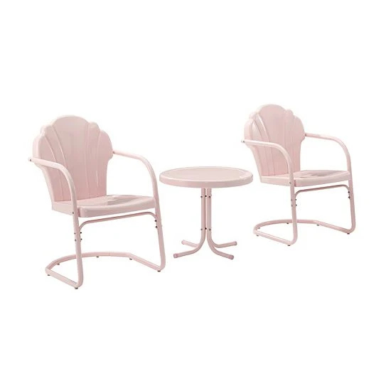 Crosley Tulip Outdoor Chair & Table 3-piece Set Pink - Image 7