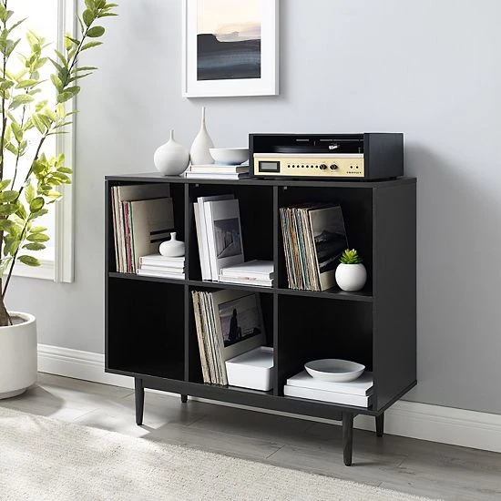 Crosley Liam 6-Cube Bookcase Black 4 Crosley Liam 6-Cube Bookcase Black - Image 2