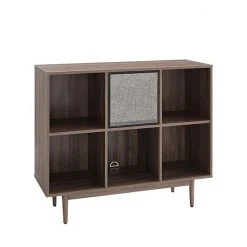 Crosley Liam 6-Cube Bookcase & Speaker 2-piece Set Walnut