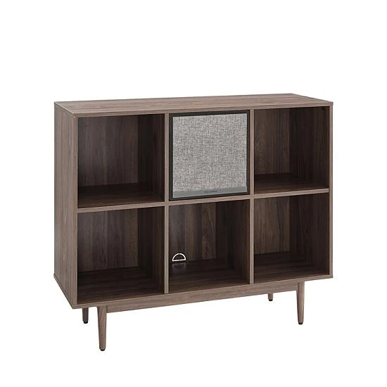 Crosley Liam 6-Cube Bookcase & Speaker 2-piece Set Walnut 3 Crosley Liam 6-Cube Bookcase & Speaker 2-piece Set Walnut