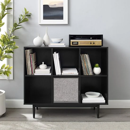 Crosley Liam 6-Cube Bookcase & Speaker 2-piece Set Walnut 6 Crosley Liam 6-Cube Bookcase & Speaker 2-piece Set Walnut - Image 4
