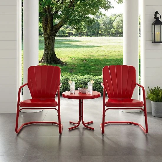 Crosley Ridgeland Outdoor Chair & Table 3-piece Set Turquoise 4 Crosley Ridgeland Outdoor Chair & Table 3-piece Set Turquoise - Image 2