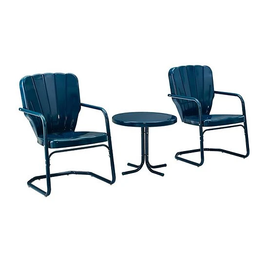 Crosley Ridgeland Outdoor Chair & Table 3-piece Set Turquoise 6 Crosley Ridgeland Outdoor Chair & Table 3-piece Set Turquoise - Image 4