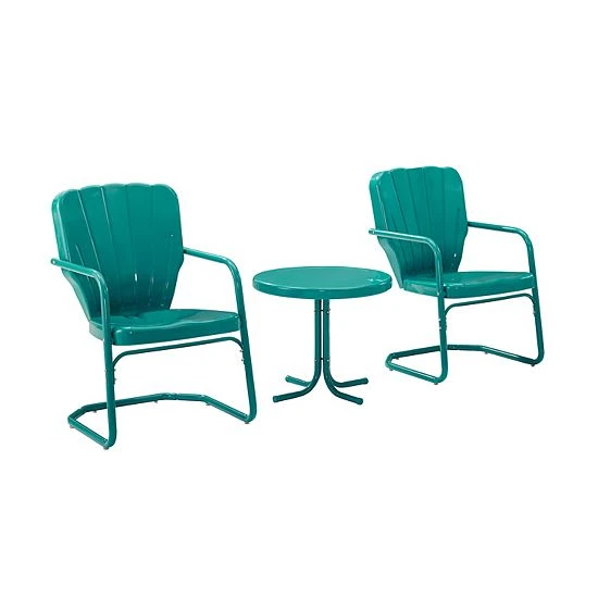 Crosley Ridgeland Outdoor Chair & Table 3-piece Set Turquoise 7 Crosley Ridgeland Outdoor Chair & Table 3-piece Set Turquoise - Image 5