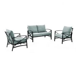 Crosley Kaplan Patio Loveseat & Chair 3-piece Set Green