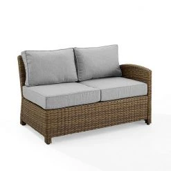 Crosley Bradenton Patio Wicker Sectional Right Side Loveseat Couch Gray Gray