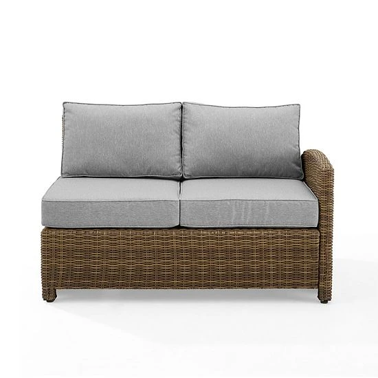 Crosley Bradenton Patio Wicker Sectional Right Side Loveseat Couch Gray Gray 4 Crosley Bradenton Patio Wicker Sectional Right Side Loveseat Couch Gray Gray - Image 2