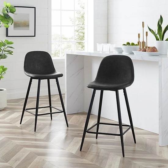 Crosley Weston 2-Piece Counter Stool Set Distressed Gray 6 Crosley Weston 2-Piece Counter Stool Set Distressed Gray - Image 4