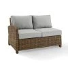 Crosley Bradenton Patio Wicker Sectional Left Side Loveseat Couch Gray Gray