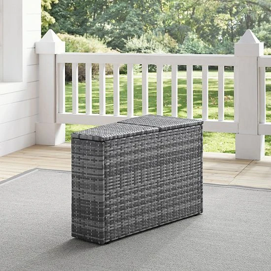 Crosley Catalina Outdoor Wicker Arm End Table Gray 4 Crosley Catalina Outdoor Wicker Arm End Table Gray - Image 2