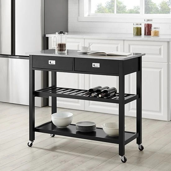 Crosley Chloe Kitchen Island/Cart Black - Image 2