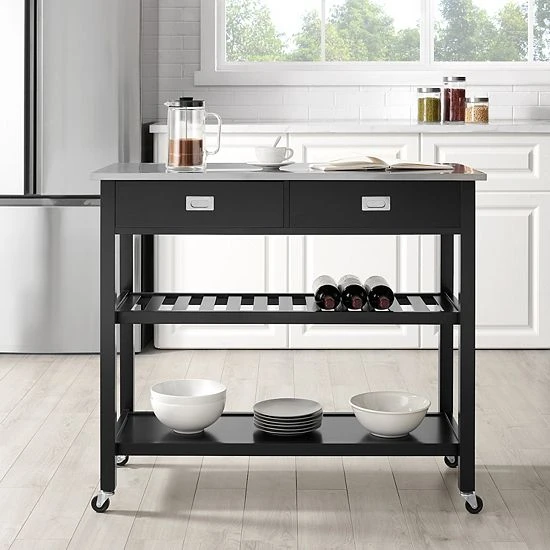 Crosley Chloe Kitchen Island/Cart Black - Image 3