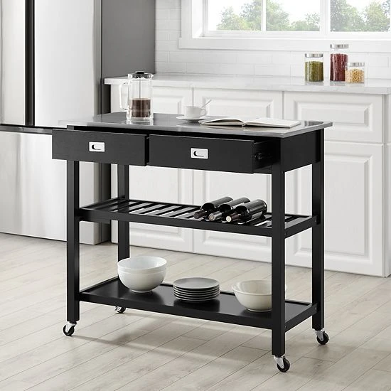 Crosley Chloe Kitchen Island/Cart Black - Image 4