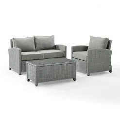 Crosley Bradenton Sunbrella Conversation 3-piece Set Gray