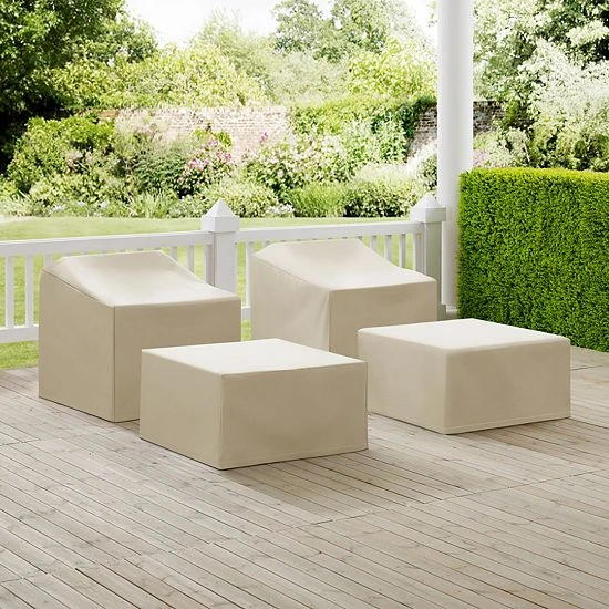 Crosley Chair & Ottoman Patio Furniture Cover 4-piece Set Tan 4 Crosley Chair & Ottoman Patio Furniture Cover 4-piece Set Tan - Image 2