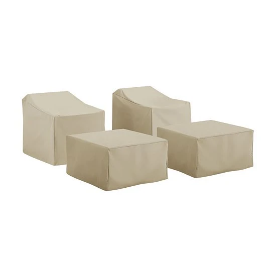 Crosley Chair & Ottoman Patio Furniture Cover 4-piece Set Tan 5 Crosley Chair & Ottoman Patio Furniture Cover 4-piece Set Tan - Image 3