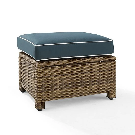 Crosley Bradenton Sunbrella Patio Ottoman Navy Gray - Image 6
