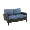 Crosley Kiawah Outdoor Wicker Loveseat Blue
