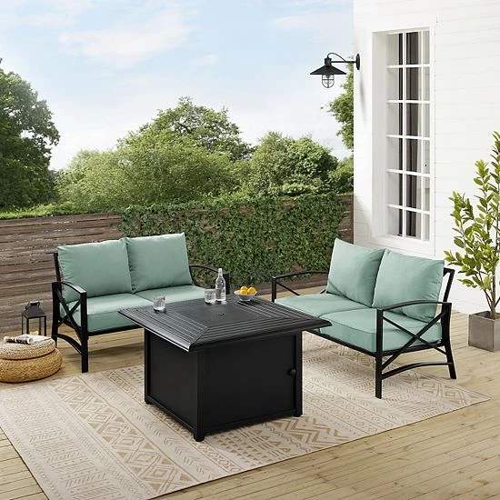 Crosley Kaplan 3-Piece Outdoor Metal Conversation Set With Fire Table Mist - Image 4
