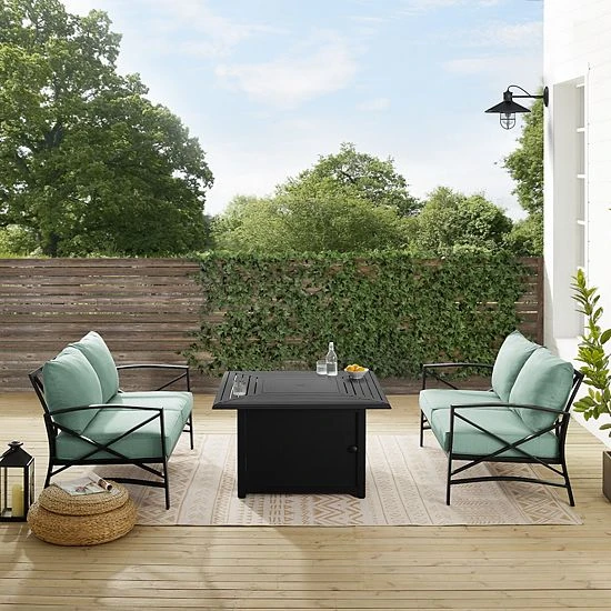 Crosley Kaplan 3-Piece Outdoor Metal Conversation Set With Fire Table Mist - Image 5