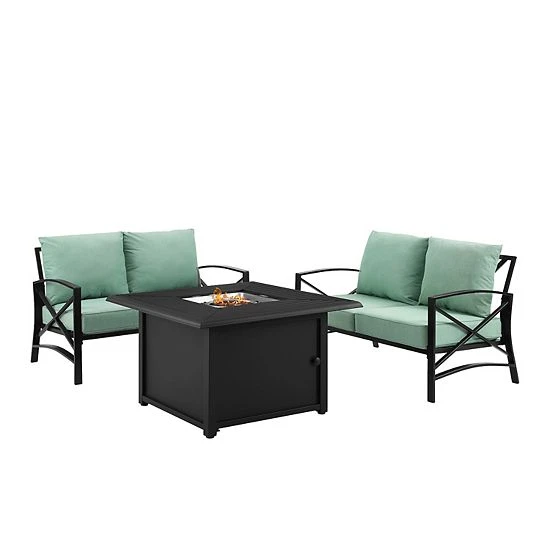 Crosley Kaplan 3-Piece Outdoor Metal Conversation Set With Fire Table Mist - Image 7