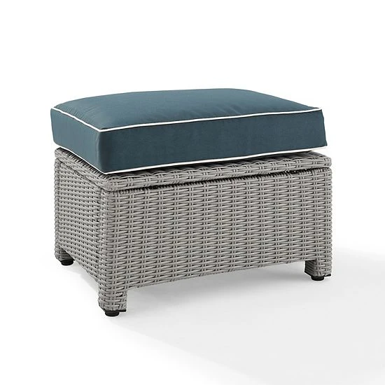 Crosley Bradenton Sunbrella Patio Ottoman Navy Gray - Image 12