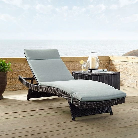 Crosley Biscayne Outdoor Wicker Chaise Lounge Mist 4 Crosley Biscayne Outdoor Wicker Chaise Lounge Mist - Image 2