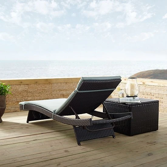 Crosley Biscayne Outdoor Wicker Chaise Lounge Mist 5 Crosley Biscayne Outdoor Wicker Chaise Lounge Mist - Image 3