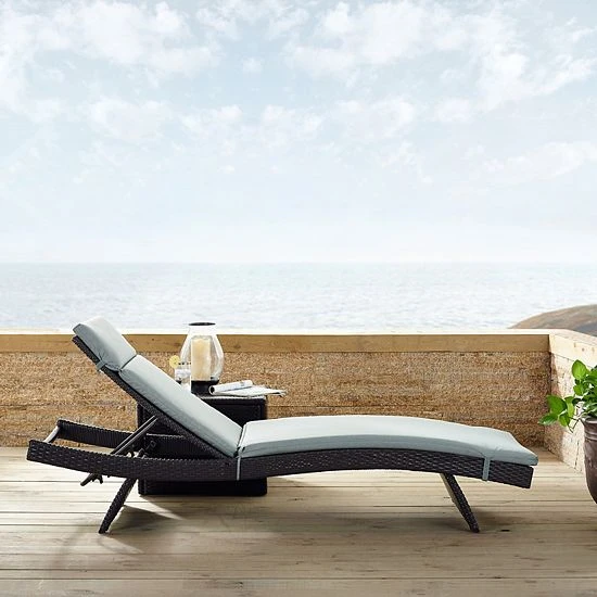Crosley Biscayne Outdoor Wicker Chaise Lounge Mist 6 Crosley Biscayne Outdoor Wicker Chaise Lounge Mist - Image 4