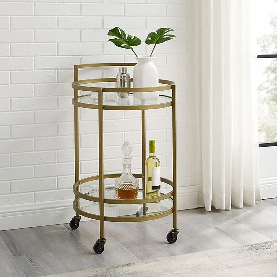 Crosley Bailey 2-Tier Round Bar Cart Matte Black - Image 2