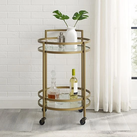 Crosley Bailey 2-Tier Round Bar Cart Matte Black - Image 3