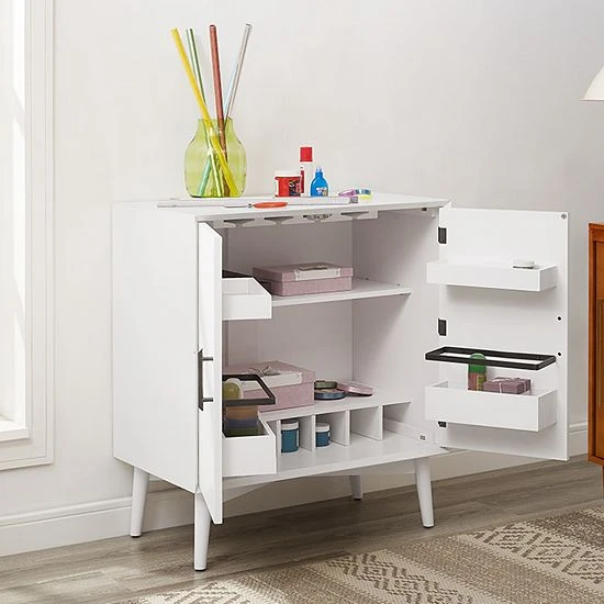 Crosley Landon Bar Cabinet White 4 Crosley Landon Bar Cabinet White - Image 2