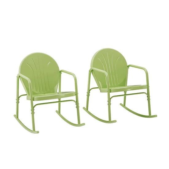 Crosley Griffith Outdoor Metal Rocking Chair 2-Piece Set Key Lime Gloss - Image 2