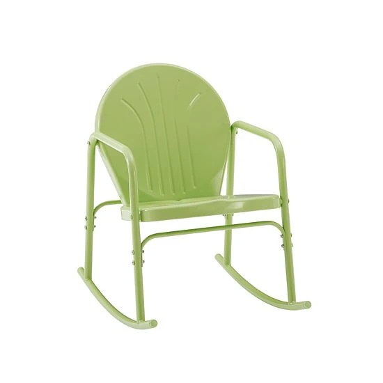 Crosley Griffith Outdoor Metal Rocking Chair 2-Piece Set Key Lime Gloss - Image 4