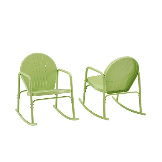 Crosley Griffith Outdoor Metal Rocking Chair 2-Piece Set Key Lime Gloss - Image 9