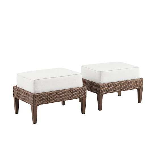 Crosley Capella Outdoor Wicker Ottoman 2-Piece Set Gray - Image 6