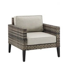 Crosley Prescott Outdoor Wicker Arm Chair Taupe