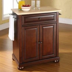 Crosley Furniture Alexandria Wood Top Kitchen Island Mahogany